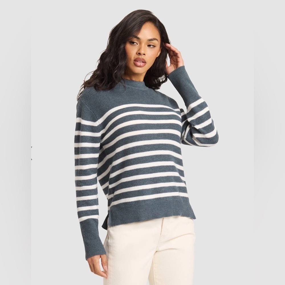 Cozy Earth Women’s Rowan Sweater Dawn/ Bone Stripe Size Large